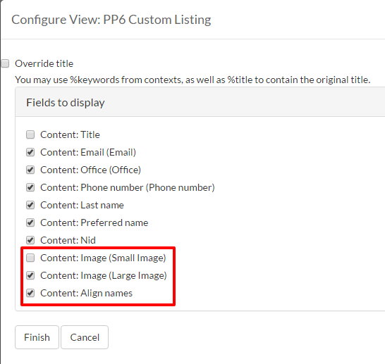 Example of Configure new View: PP6 Custom Listing Window